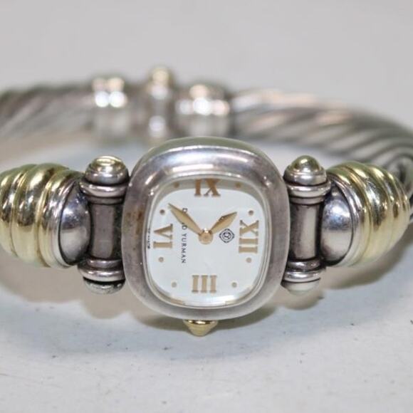 David Yurman Sterling Silver 14K Yellow Gold Mother of Pearl 21mm Classic Cable